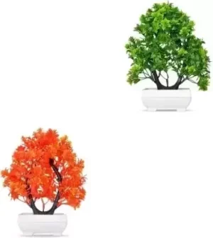 Artificial Plant For Home/Office with pot green and orange