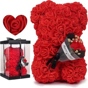 Rose Bear Preserved Flower Valentine's Day Birthday Gift for Girlfriend