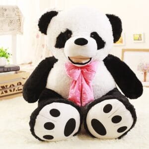 Giant panda bow tie plush toy