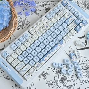 Ice Cream Teddy Bear Keycap Blue Cute Cartoon